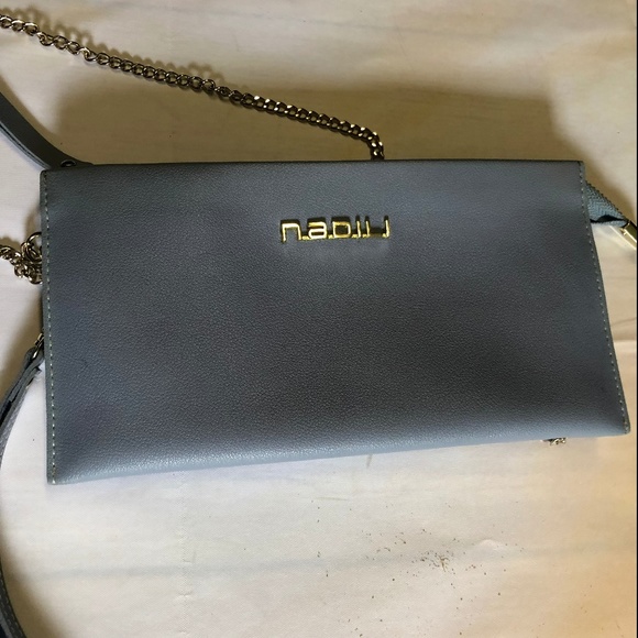 Nadili Women's Blue Gray Removable Chain Clutch - Picture 1 of 6